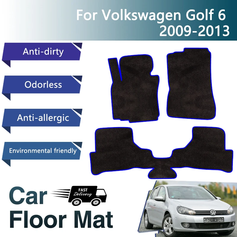 Car Mats Floor For VW Volkswagen Golf 6 MK6 Plus GTI R 5K 2009~2013 5door Hatchback Floor Carpet Foot Covers Set Car Accessories