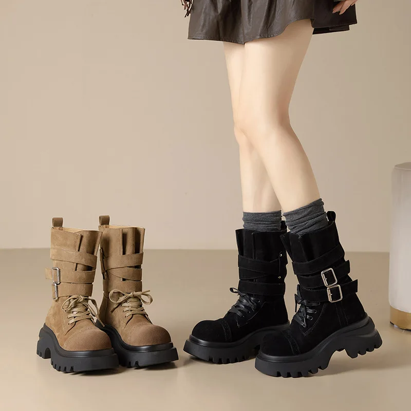 

CICIYANG Knight Boots for Women 2025 New Autumn High Heel Women's Boots Platform Buckle Fashiona Ladies' Cowboy Boots