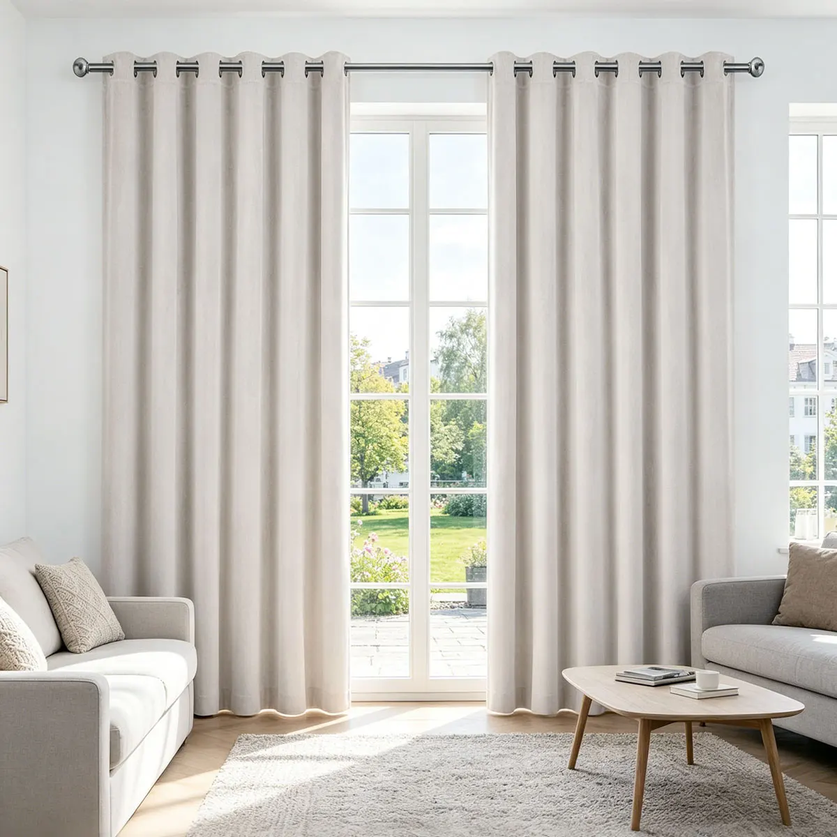 Pure White Velvet Grommet Curtain, Light Blocking Privacy Drape for Minimalist Living Room Bedroom Balcony Home Decor