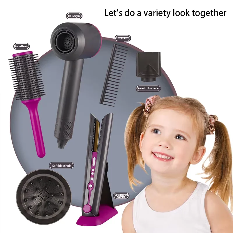 Friseur Haar Kind Spielzeug Pretend Spielen Schönheit Salon Set Elektrische Haartrockner Kämme Familie Stylist Spaß Spielzeug Geburtstag Geschenk für Mädchen