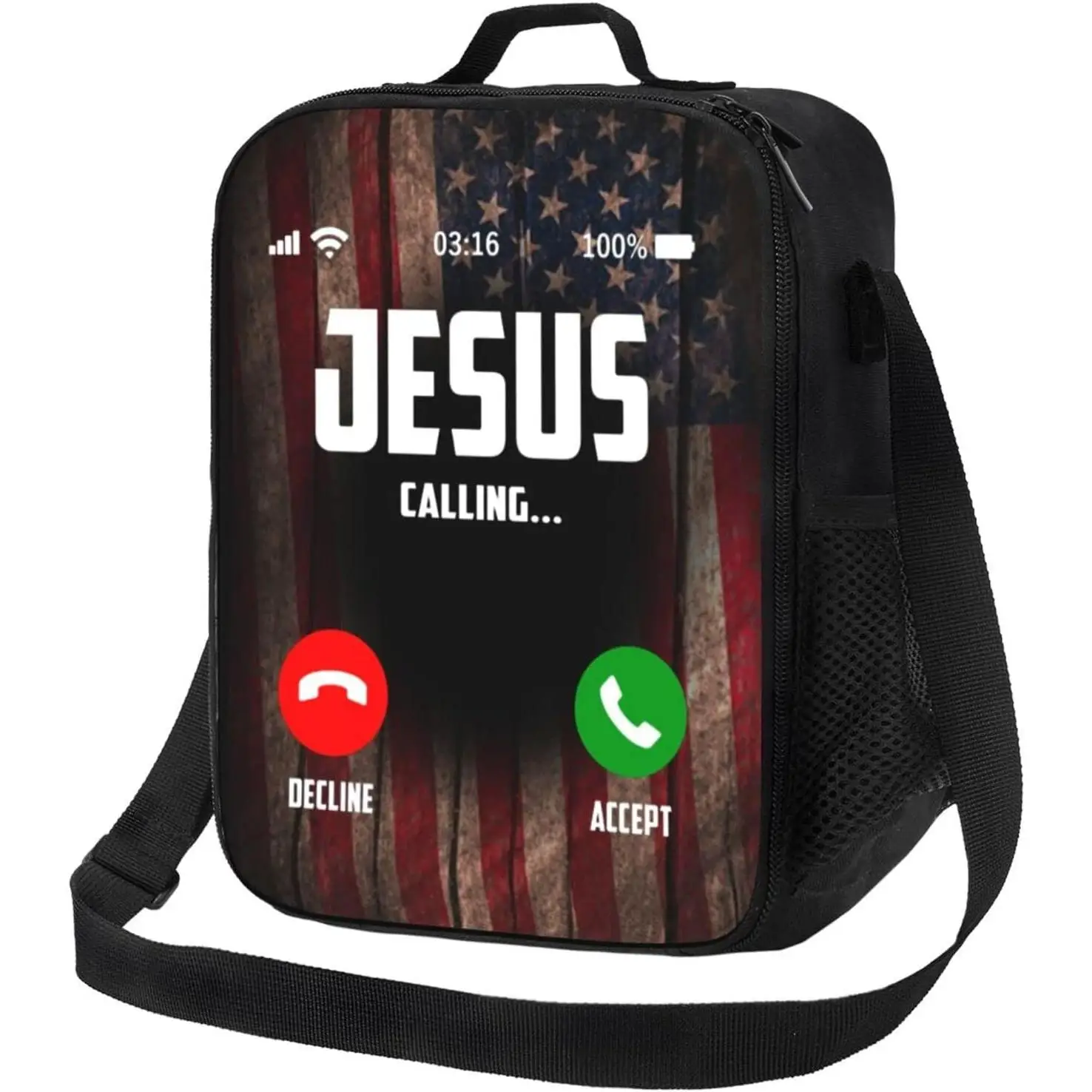 

Ланч-бокс «Иисус вызывает» с боковым карманом, герметичные портативные сумки для обеда для офиса, пляжа, рабочего контейнера, водонепроницаемый портативный