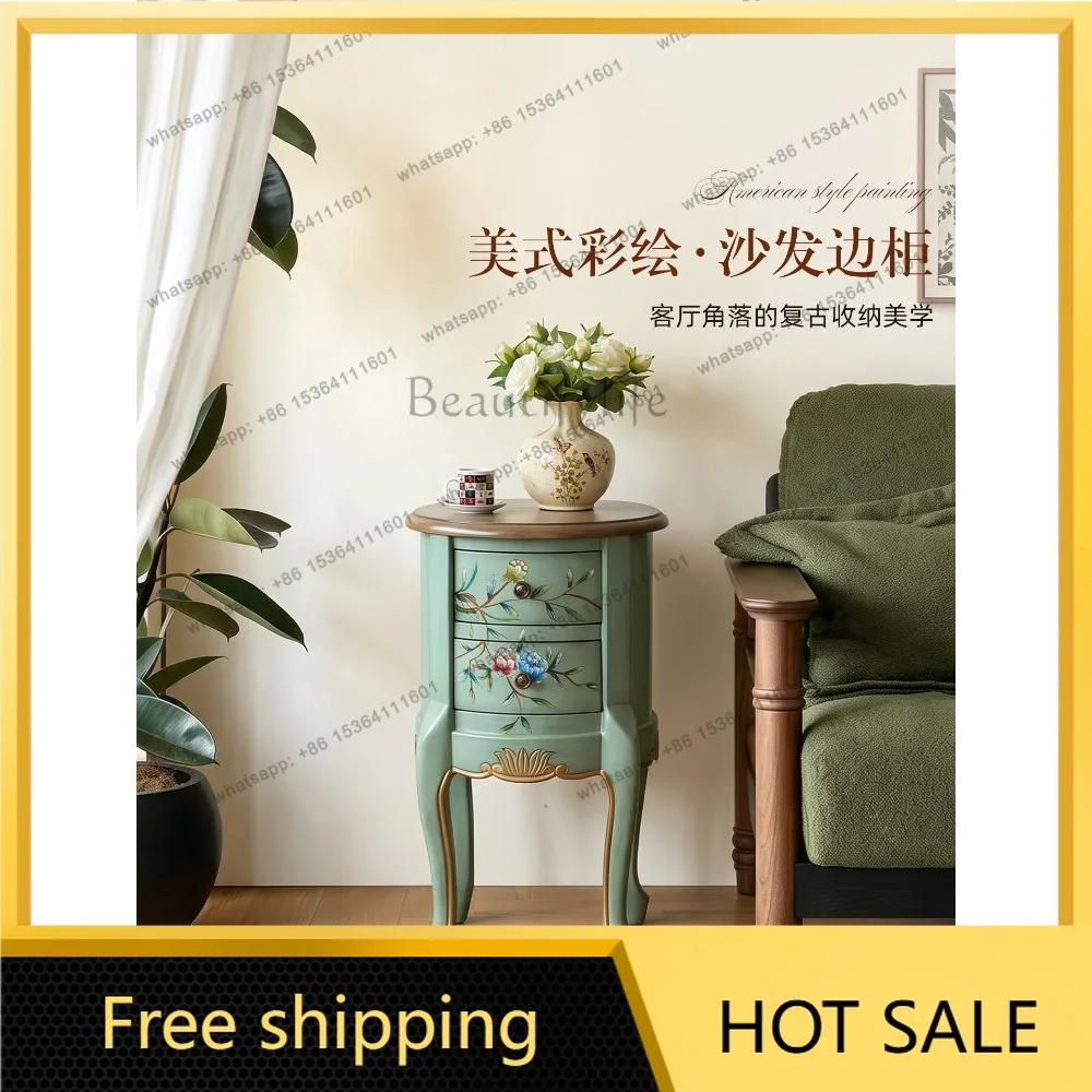 FG American-style sofa side cabinet painted vintage corner table round table