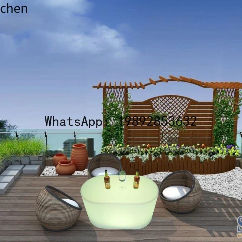 LYY القهوة بار طاولة فضفاضة المنزلية بار البراز الجدول بار الديكور في الهواء الطلق طاولة وكراسي مضيئة LED البراز مضيئة #4