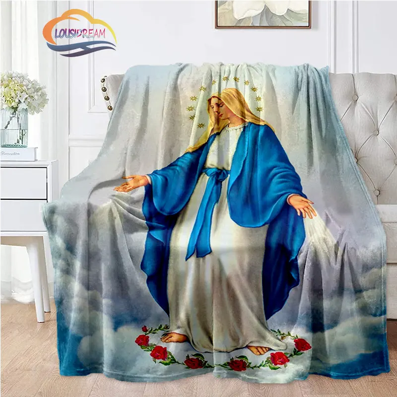 

Jesus Flannel Blanket mother the Blessed Virgin Mary Lightweight Soft Warm Fleece Throw Religion Gift