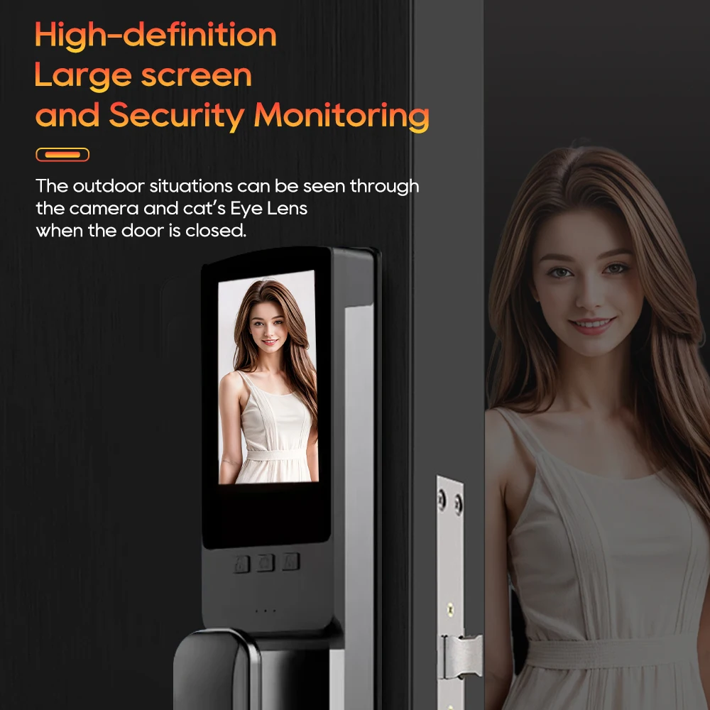 SANKESONG Tuya 3D Face Recognition Smart Lock with Screen Biometric Fingerprint Electronic Digital Lock APP IC Card Home Lock