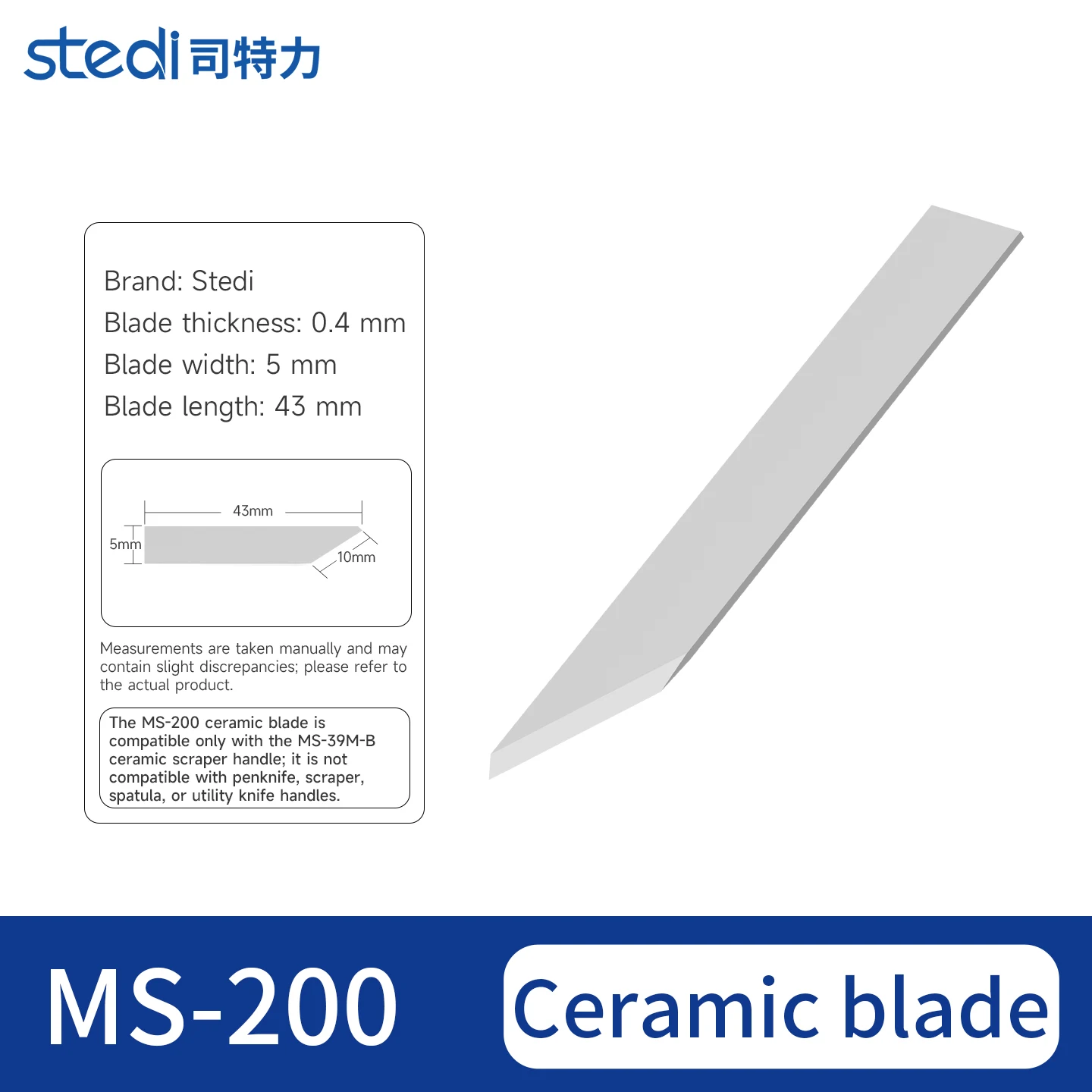 Stedi Professionele Keramische Schraper met Dikke Bladen voor Plastic Modelbouwsets, Gunpla, GK, Resin, 3D-geprinte onderdelen, Lijmlijnverwijderingsgereedschap