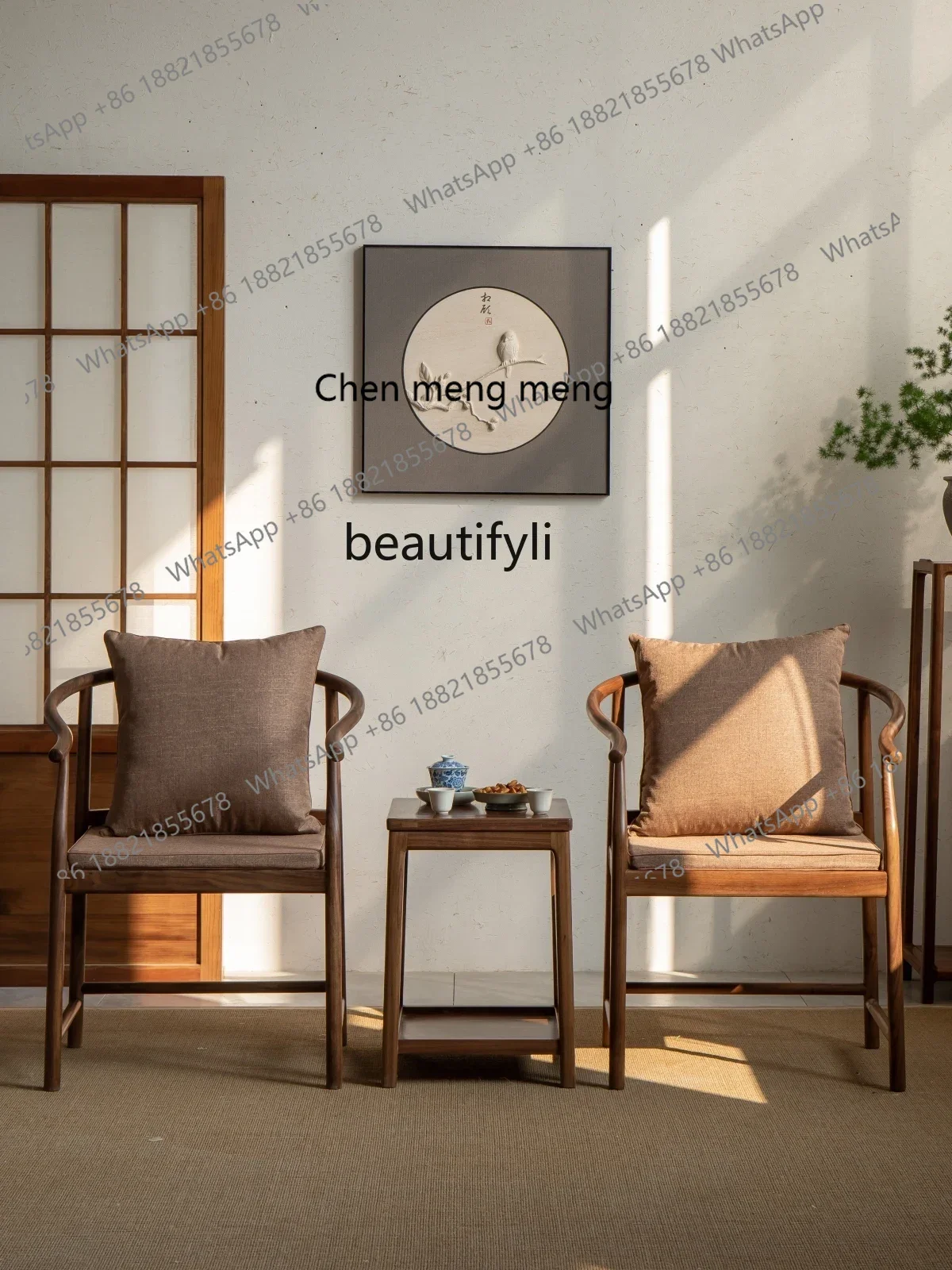 X 32 New Chinese-style solid wood armchair, black walnut, Tai Shi, three-piece set, master chair, Ming-style furniture