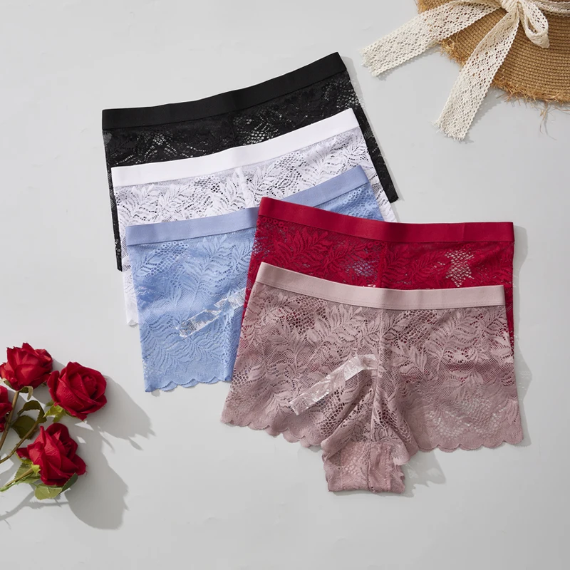 3-teiliges Set Sexy Spitzen-Tanga Niedrig Geschnittene Damenunterwäsche Transparente Slips Dehnbar und Bequem