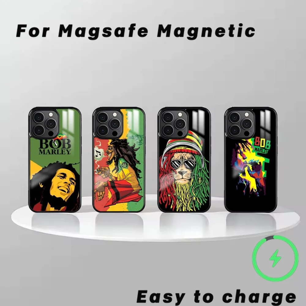 Singer-Songwriter B-Bob Marley Phone Case For iPhone 16 15 14 13 12 11 Pro Max Plus Mini Magsafe Mirror Wireless Magnetic Cover