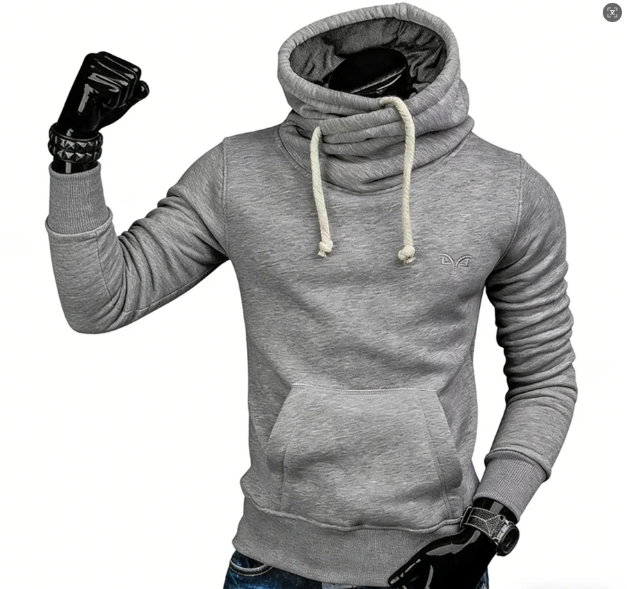 Einfarbiges, mit Horn besticktes Herren-Sweatshirt, modischer, einfacher Pullover-Hoodie, vielseitiges Street-Retro-Trendy-Herren-Sweatshirt