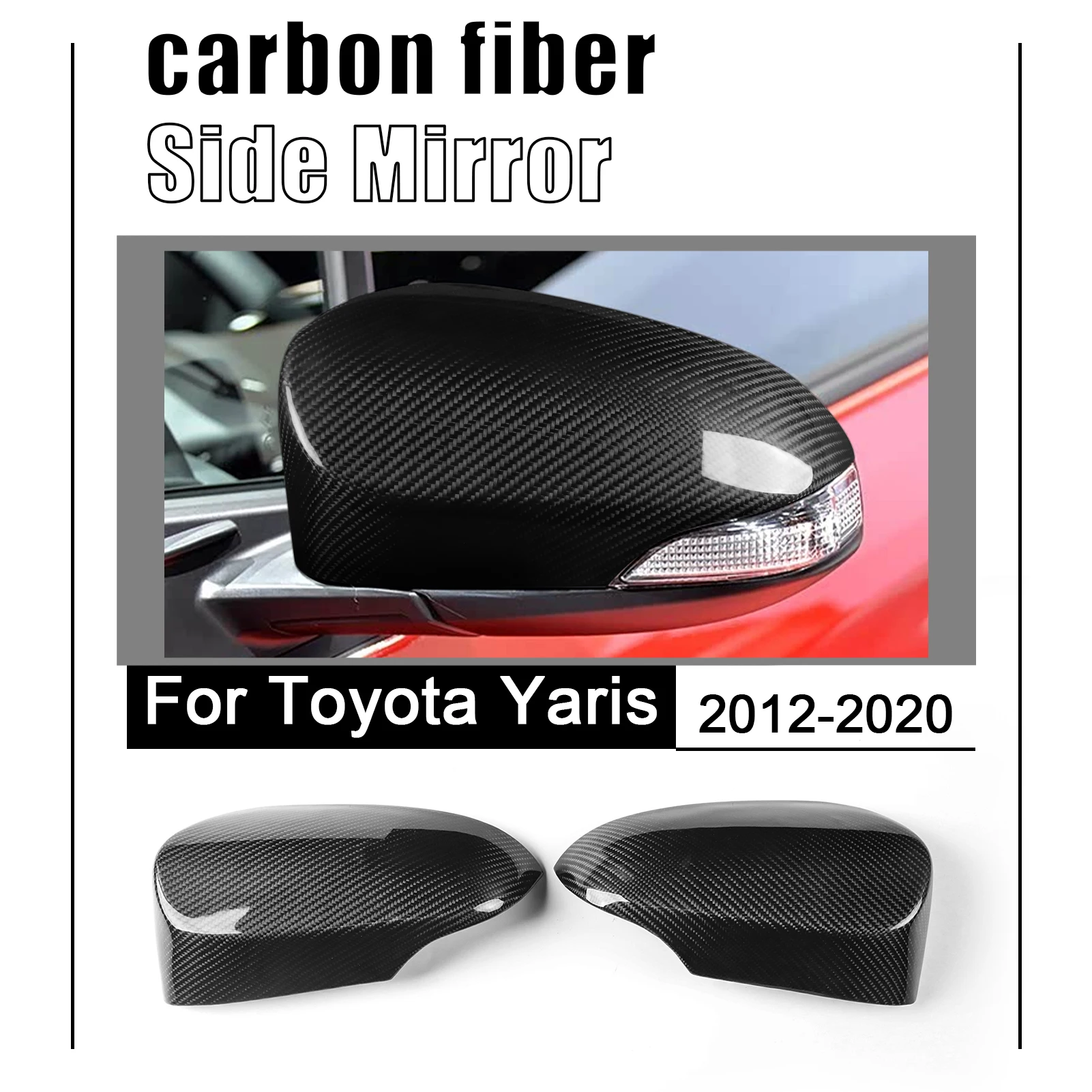 For ToyotaYaris 2012 2013 2014 2015 2016 2017 2018 2019 2020 Carbon Fiber Rearview Mirror Car Modification Decoration Accessorie
