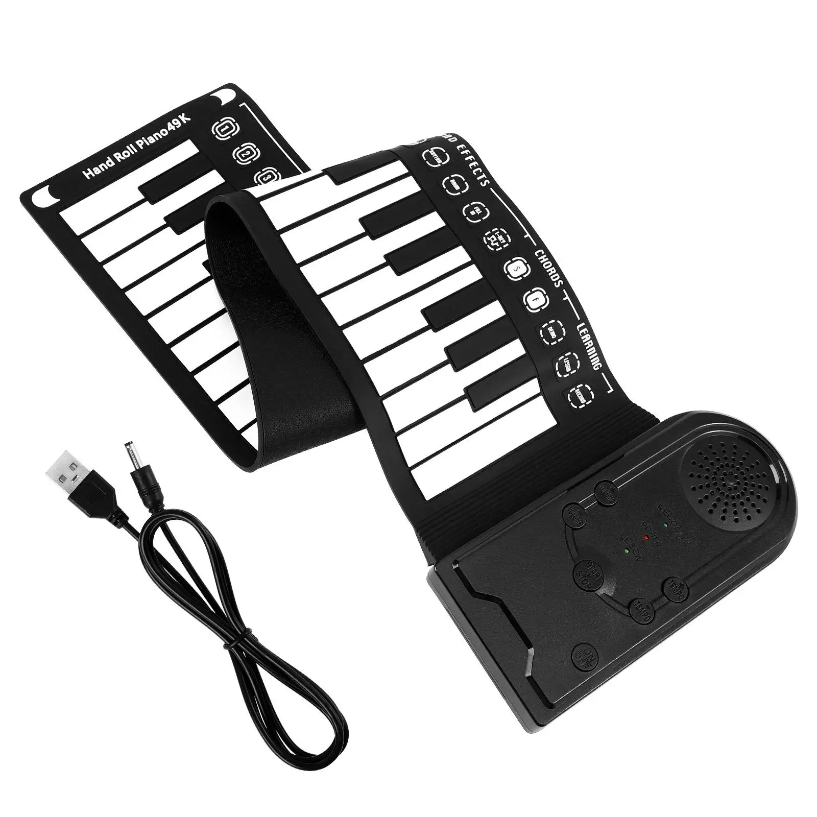 

49 Keys Foldable Piano Keyboard Portable LED Wireless Hand Rolled Electronic Musical Instrument Silicone Mini Accessories