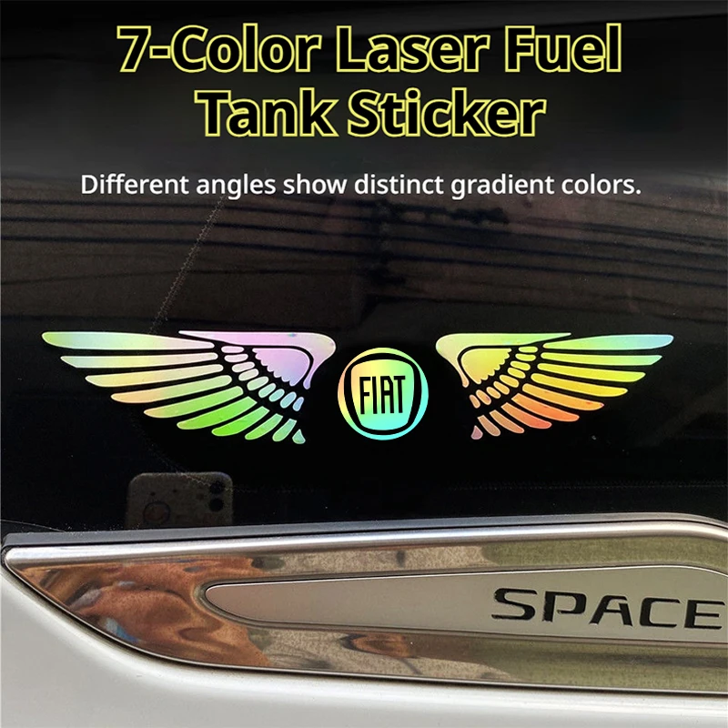 Colorful Laser Angel Wings Car Windshield Hood Trunk Sticker Car Accessories Tools for Fiat 500 Ducato Panda 500L Punto Musa