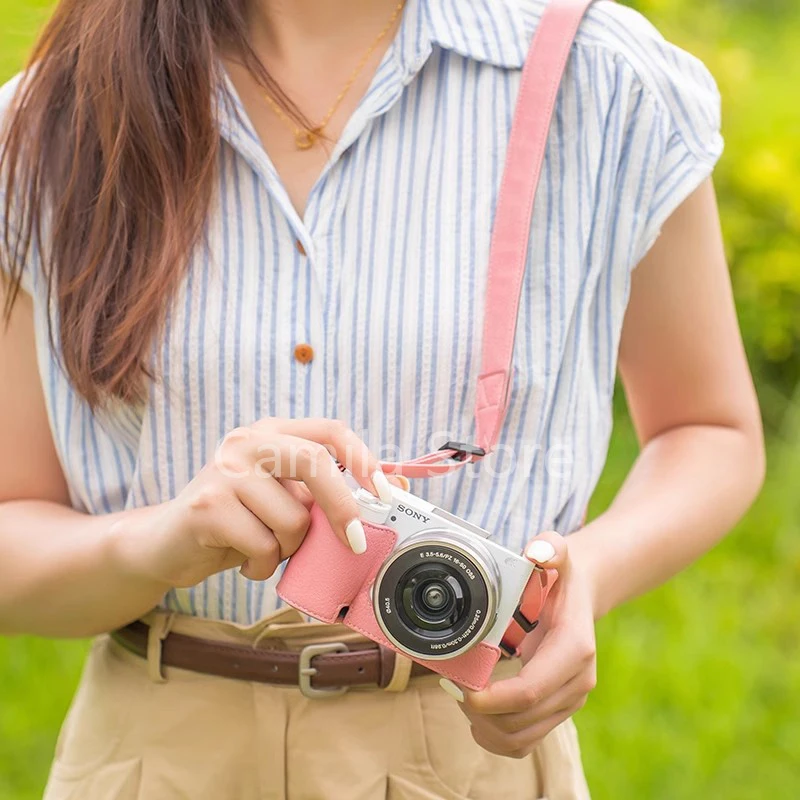 กระเป๋าหนังกันลื่นทำด้วยมือทำจากหนังลายลิ้นจี่เคสสำหรับ Sony กล่อง ZVE10 ZVE-10เคสโทรศัพท์กันกระแทกแป้งแบบเปิด