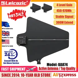 Leicozic UA874 Two Active Directional Antenna & Splitter System Kit UHF Antena Integrated Amp For Microphone Wireless UHF470-950