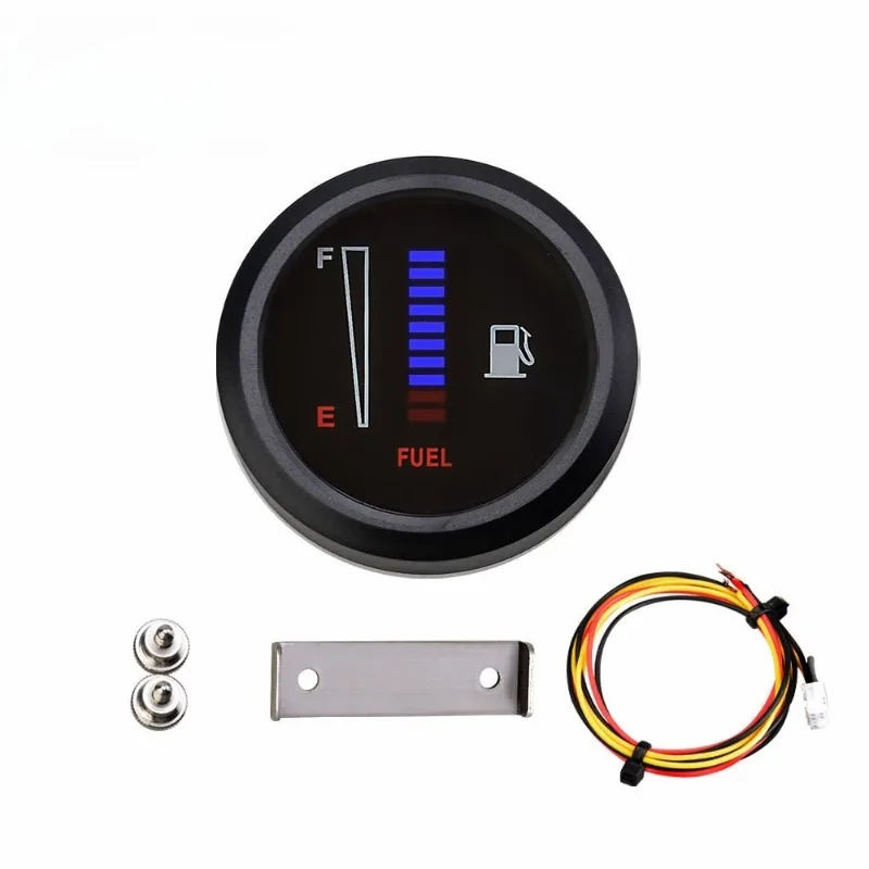 Modified 12V & 24V car motorcycle modified LED straight strip display fuel meter 2-inch blue light oil meter