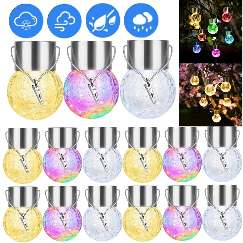 

Intelligent Outdoor LED Garden Light Large Waterproof Cracked Glass Ball Multi-Color Warm White Light Solar Lights Garden