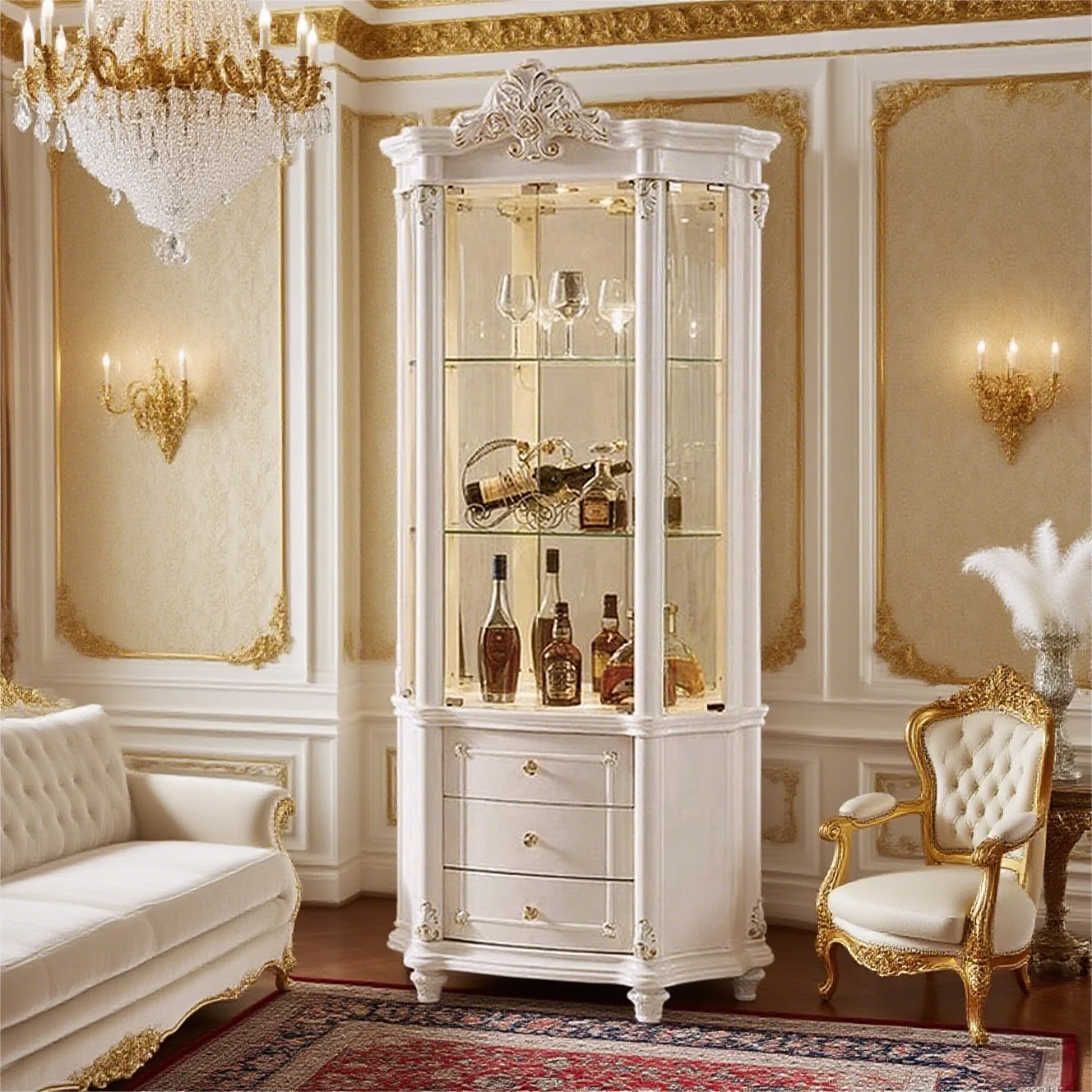 

Large Capacity Modern Carved Luxury Wine Cabinet for Storage in Living Room Dining Room Hotel or Apartment Set