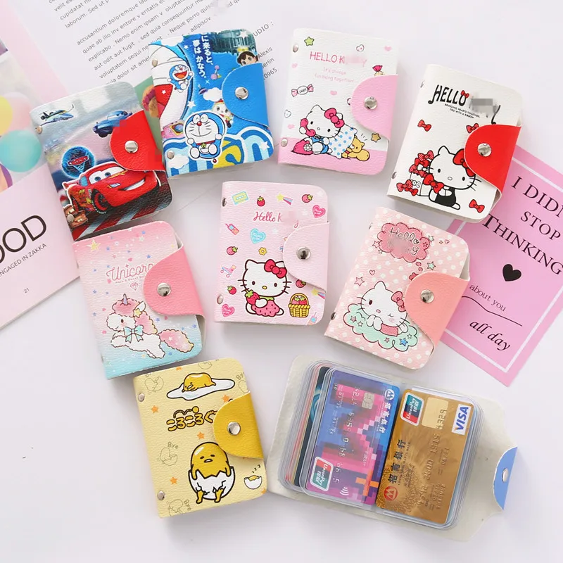 Kawaii Sanrioed Card Bag Cartoon Cute Portable Mini Multi Slot Large Capacity Wallet Certificate Bag Storage Bag Gift