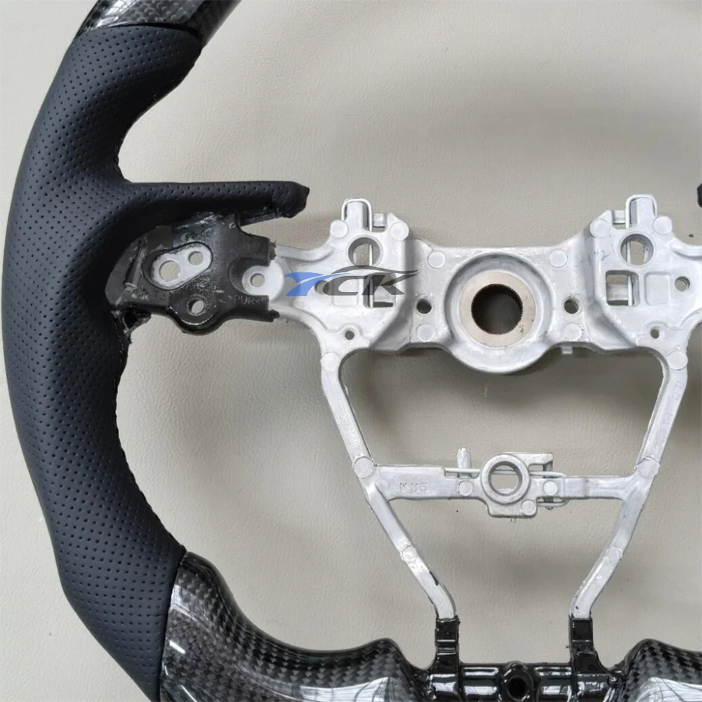 

For Camry/Corolla/Asian Lion 2018 2019 2020 2021 2022 2023 Steering Wheel Carbon Fiber Black Leather Red Ring