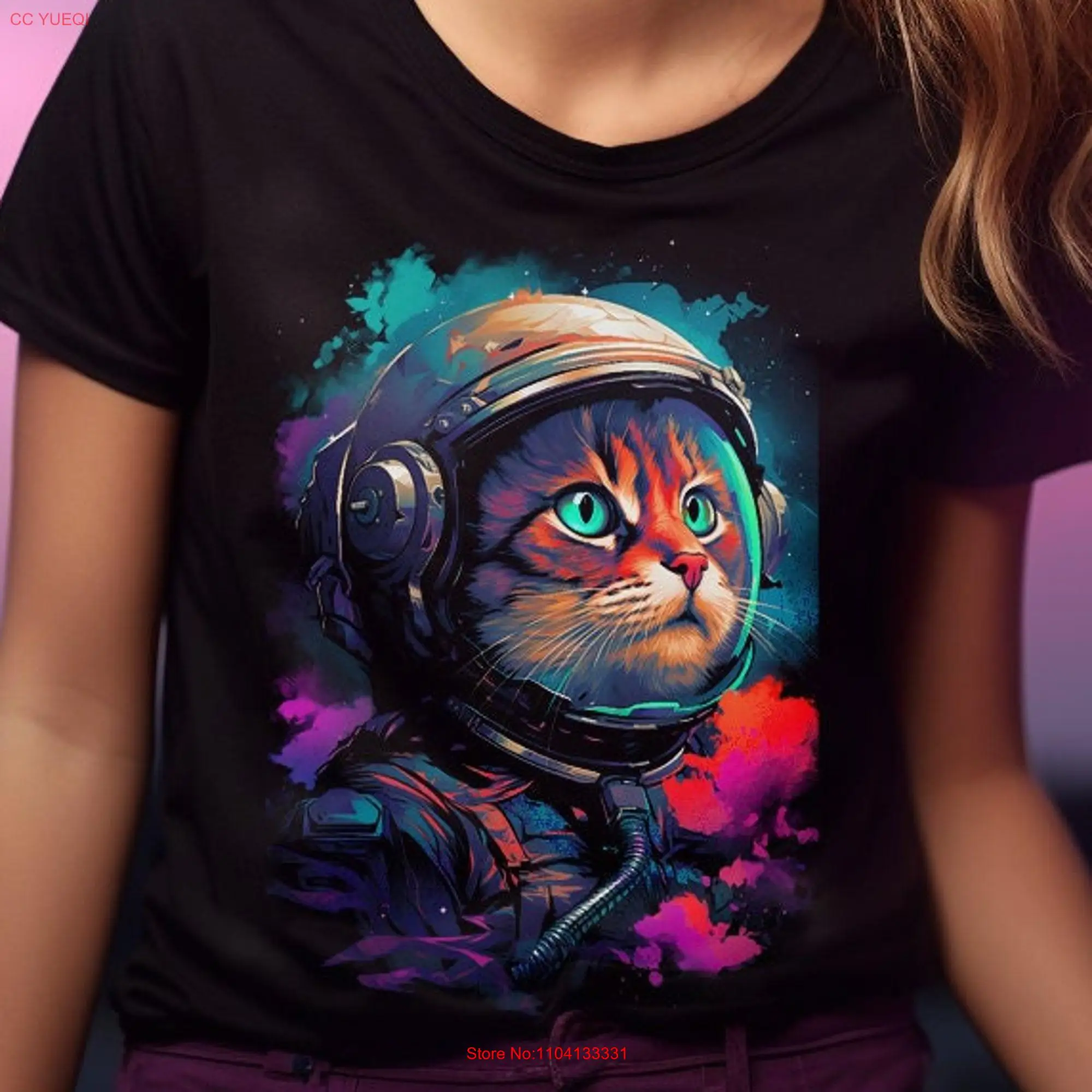 Astro Cat T Shirt Astronaut  for Feline Forerunners long or short sleeves