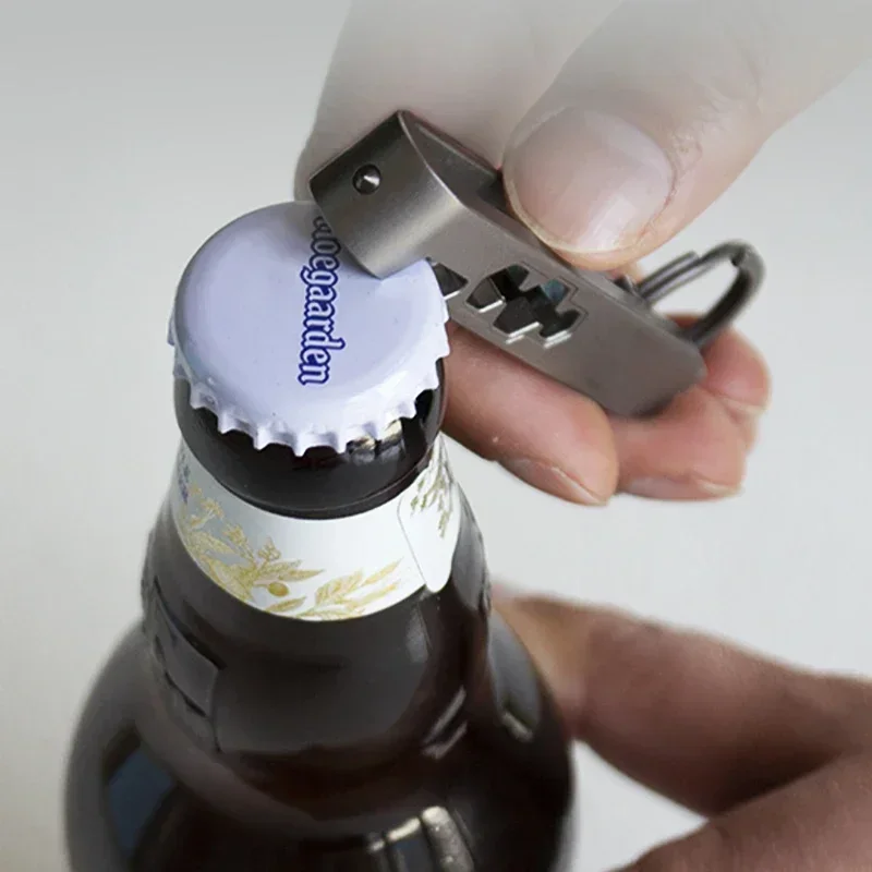 Outdoor EDC TC4 Titanium Alloy Quick Release Belt Buckle Multifunctional Magnetic Suction Keychain Bottle Opener Anti Loss Tool