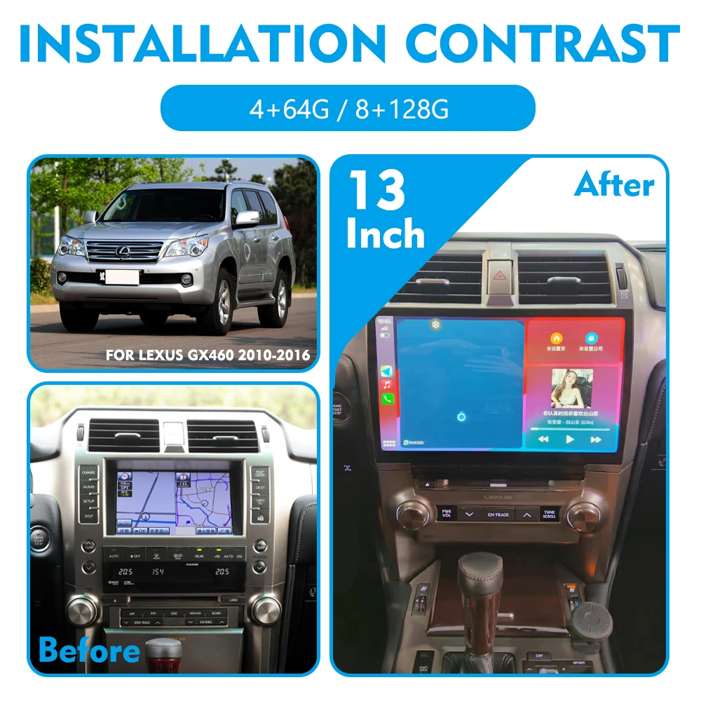 NaviHua 13 Inch Android Car Radio For Lexus GX460 2010 2020 Multimedia Auto GPS Navigation Headunit Monitor Carplay New Upgrade