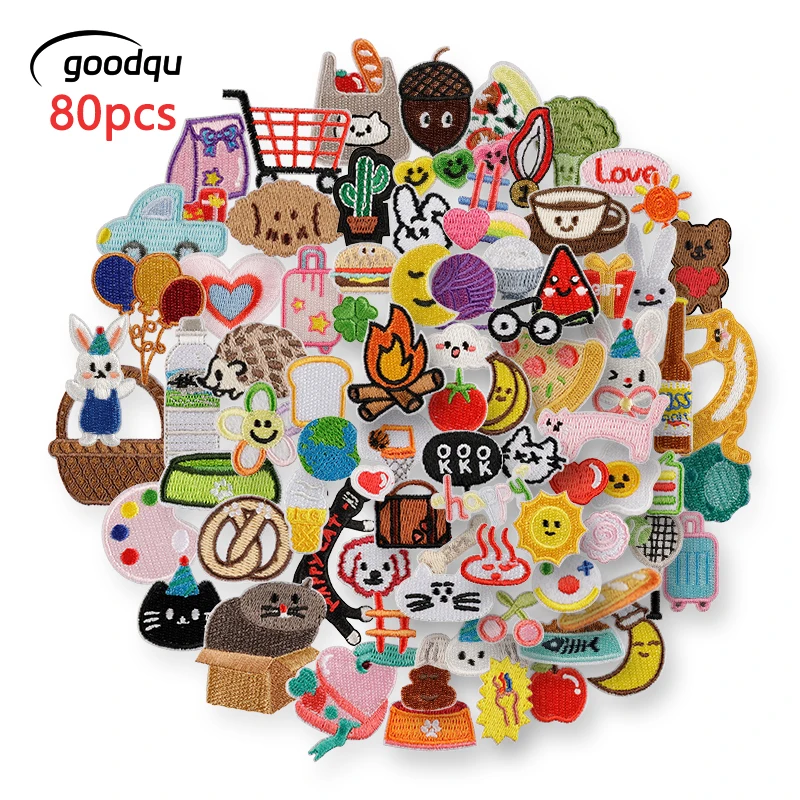 80 Stück Eisen-Patches, klein, für Kleidung, bestickt auf Jacke, Nähen, Lot in großen Mengen, Aufkleber-Packung, Mädchen, Kinder, Katzen, niedlich, DIY-Großhandel – Detail 1