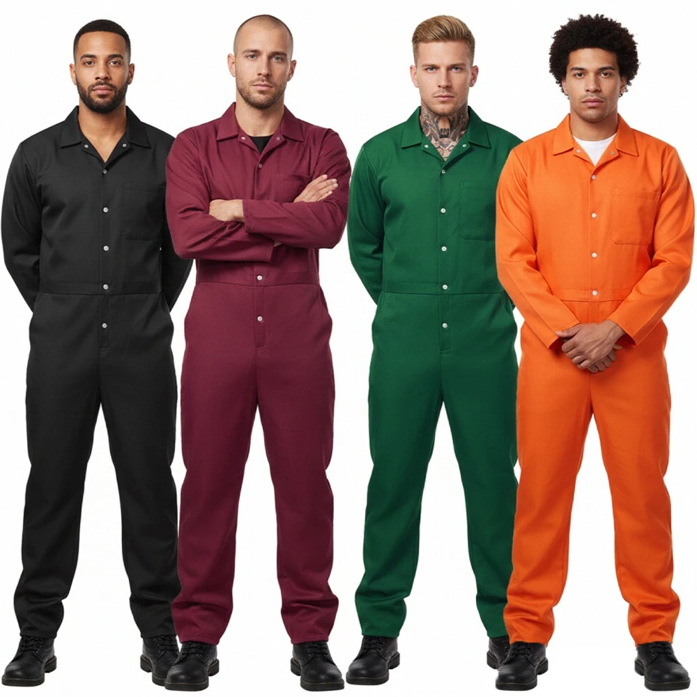 

Костюм заключенного: оранжевый комбинезон для ролевых игр, униформа унисекс, одежда для тюремной тематики, взрослый костюм для Хэллоуина, реквизит, боди