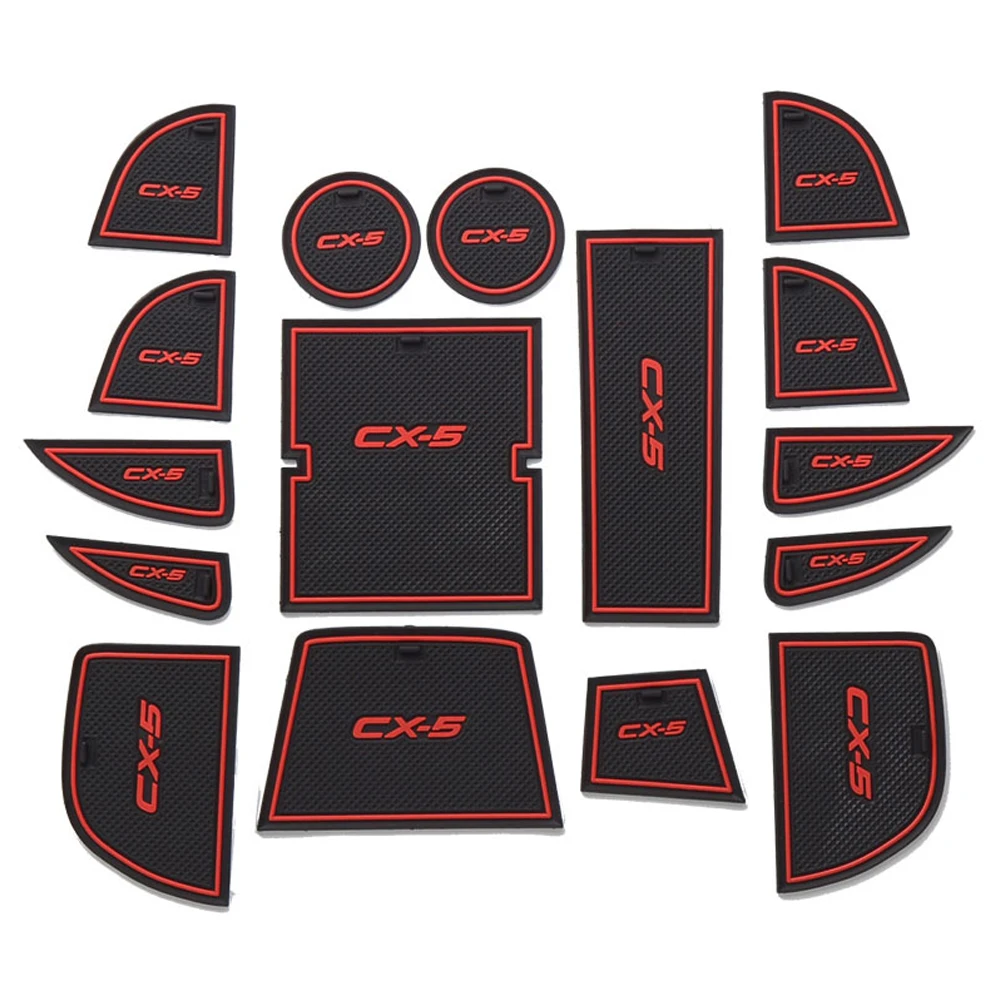 Rubber Mat Door Mat Anti-slip Cup Pad For Mazda CX-5 CX5 CX 5 2013 2014 16pcs Interior Decoration Accessory Gate Slot Pad