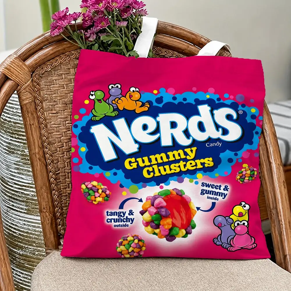 Popular Brand Nerds Storage Bags Eco Canvas Tote Odorless Reusable Double Print Shopping Bag