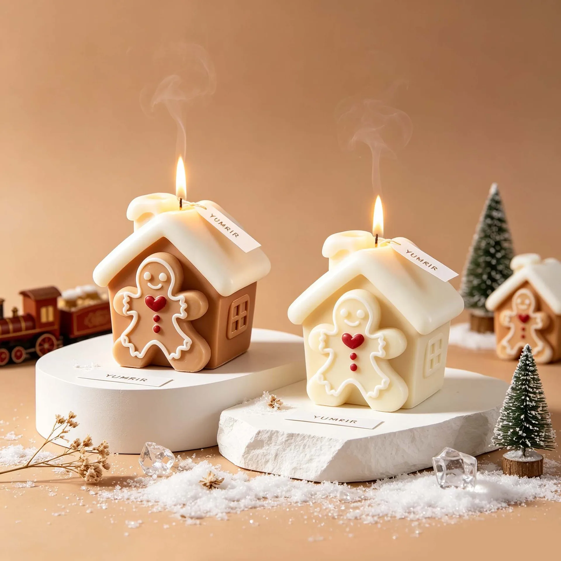 Christmas Gingerbread House Silicone Mold Easy Demold DIY Aroma Candle Epoxy Resin Plaster Winter Holiday Table Ornament Mould view 3