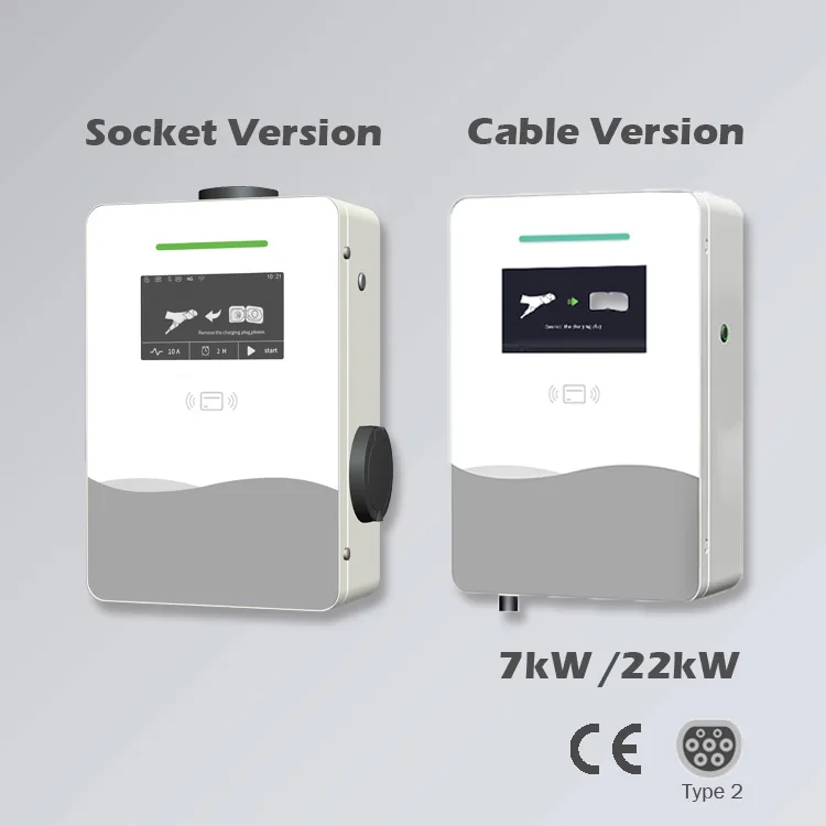 EV AC Charger Wallbox 22kW 32 Amp Level 2 EV Charger Wall-Mounted Fast EV Cars Charging Stations 7kW