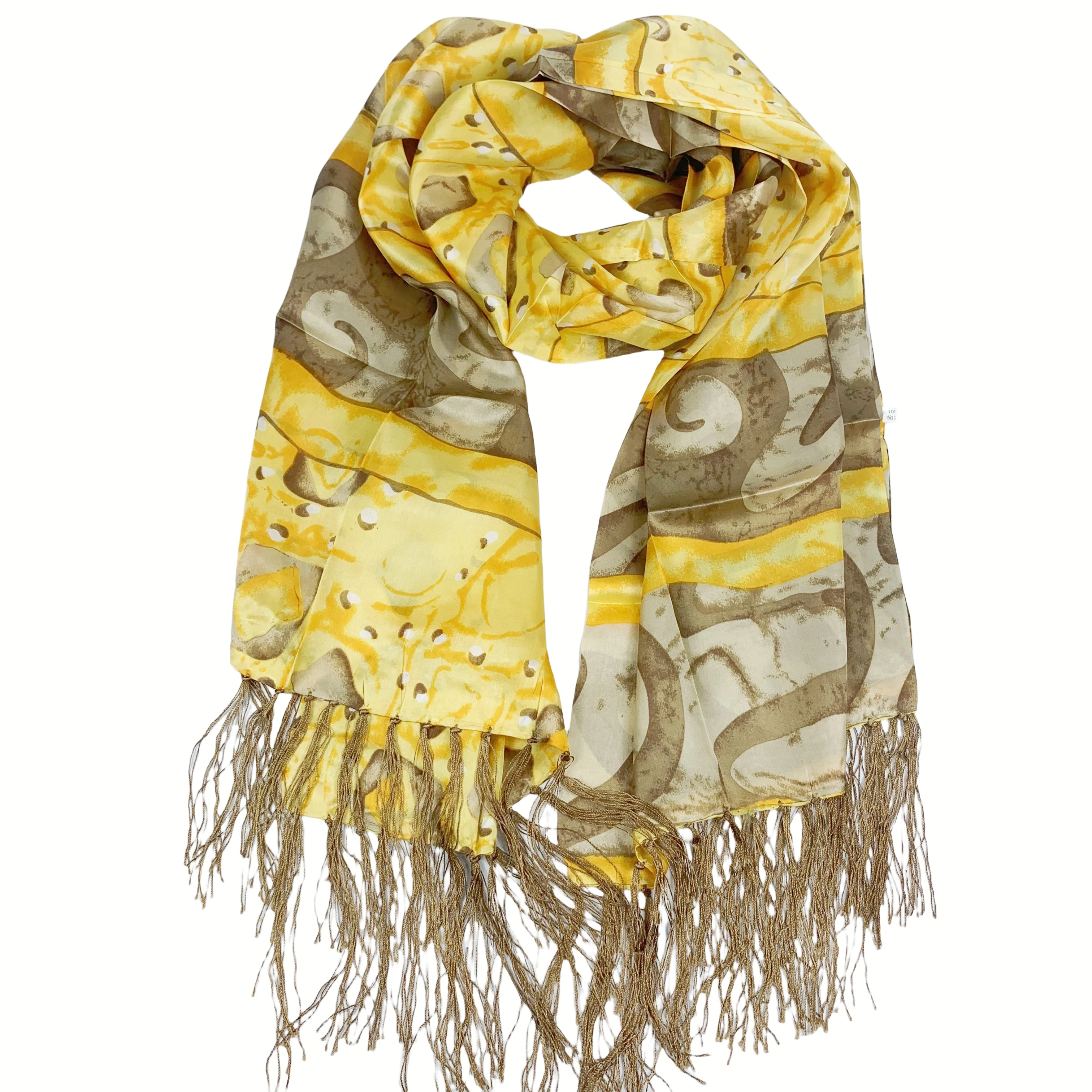 100%  pure silk scarf  scarves  brand new fashion scarves 65Cm*185Cm tassels edging yellow style