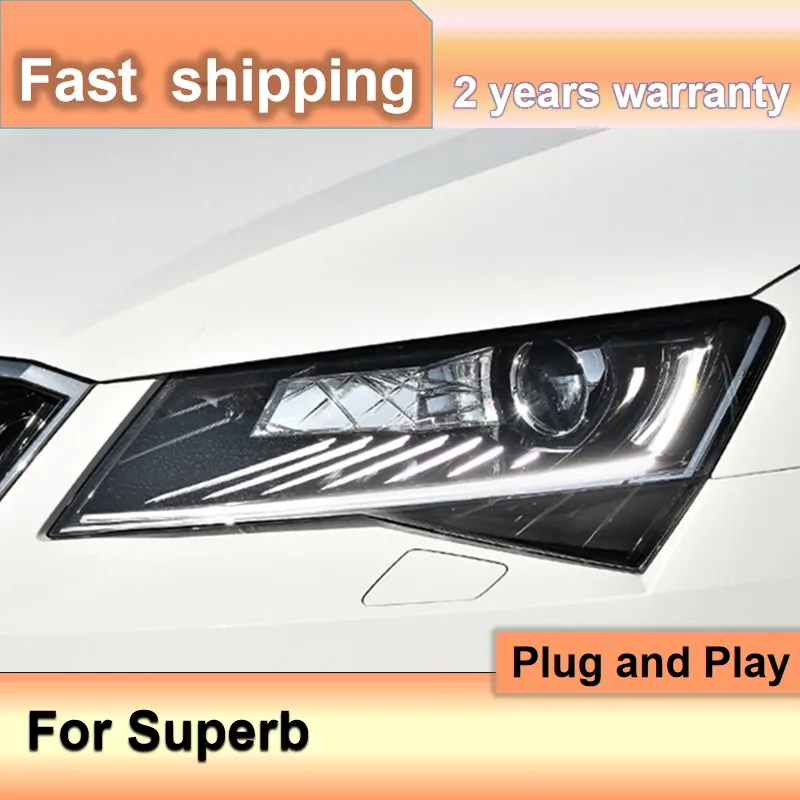 

Car Accessories for Skoda Superb Headlight 2016-2019 Head Light Skoda Superb DRL Turn Signal High Beam Projector Lens