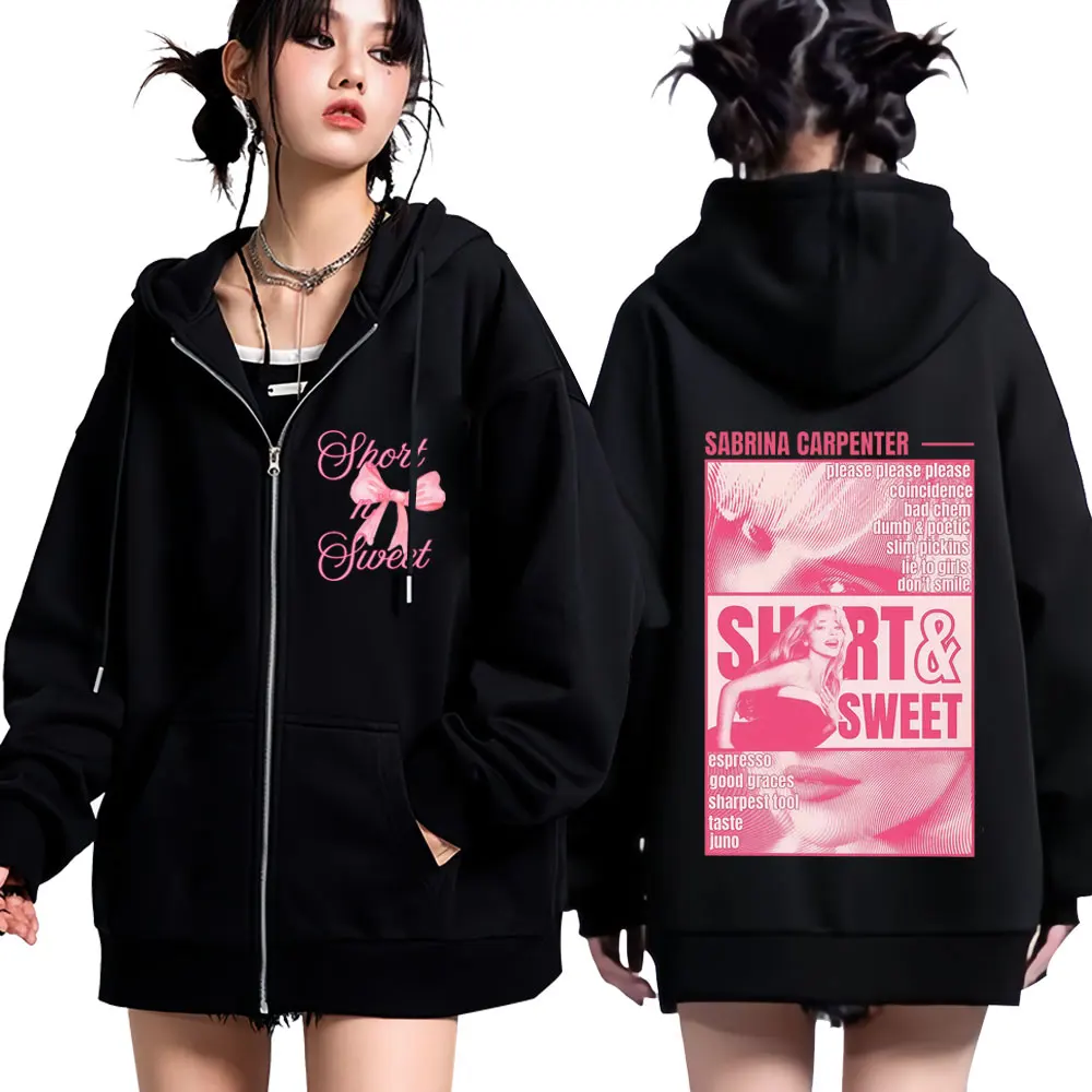

Singer Sabrina Carpenter Tour 2026, толстовка на молнии с принтом для мужчин и женщин, модная толстовка с длинными рукавами, повседневная эстетичная куртка на молнии