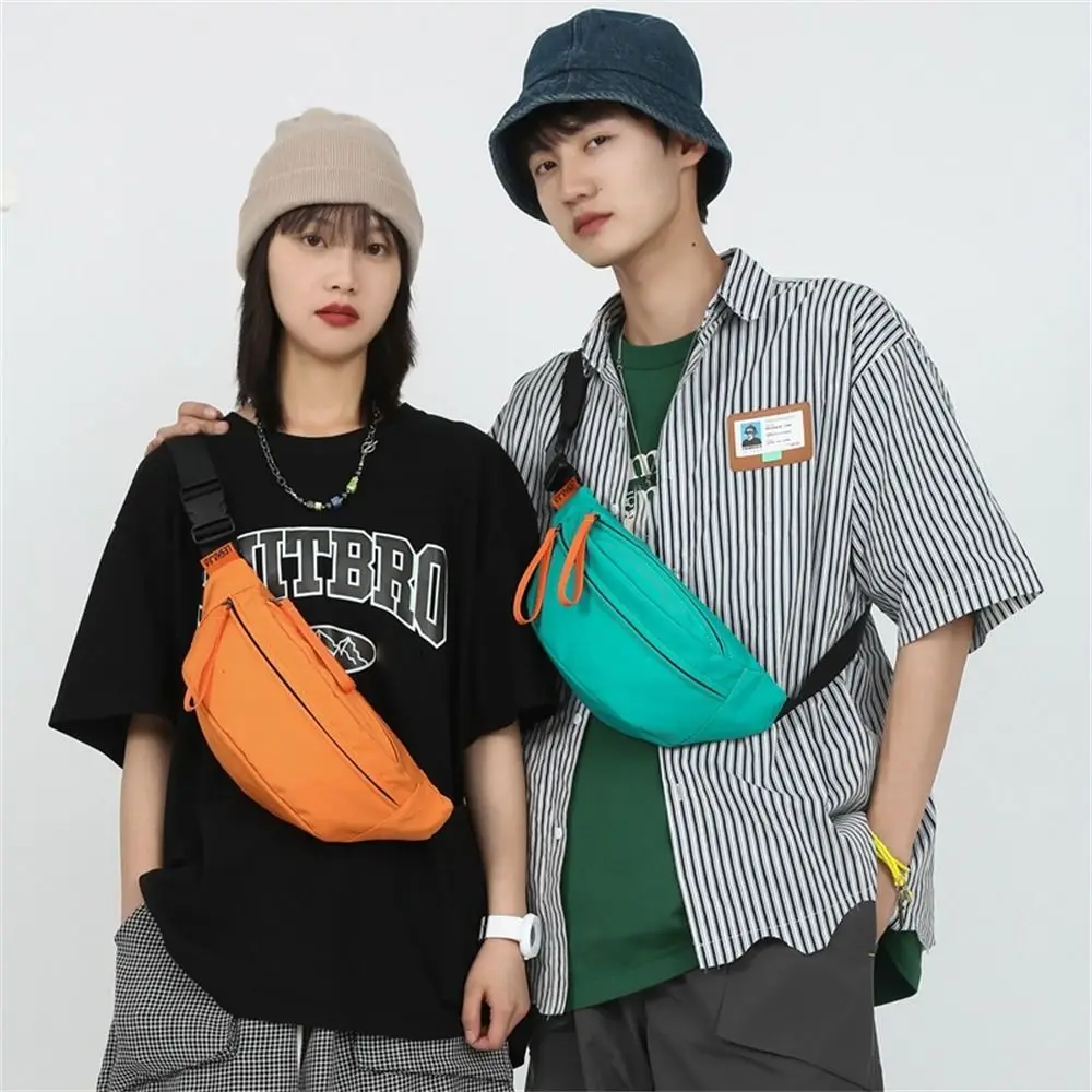 Fashion Street Style Nylon Chest Bag Waterproof Solid Color Waist Bag Personality Belt Bag Shoulder Bag Crossbody Bag Fanny Pack