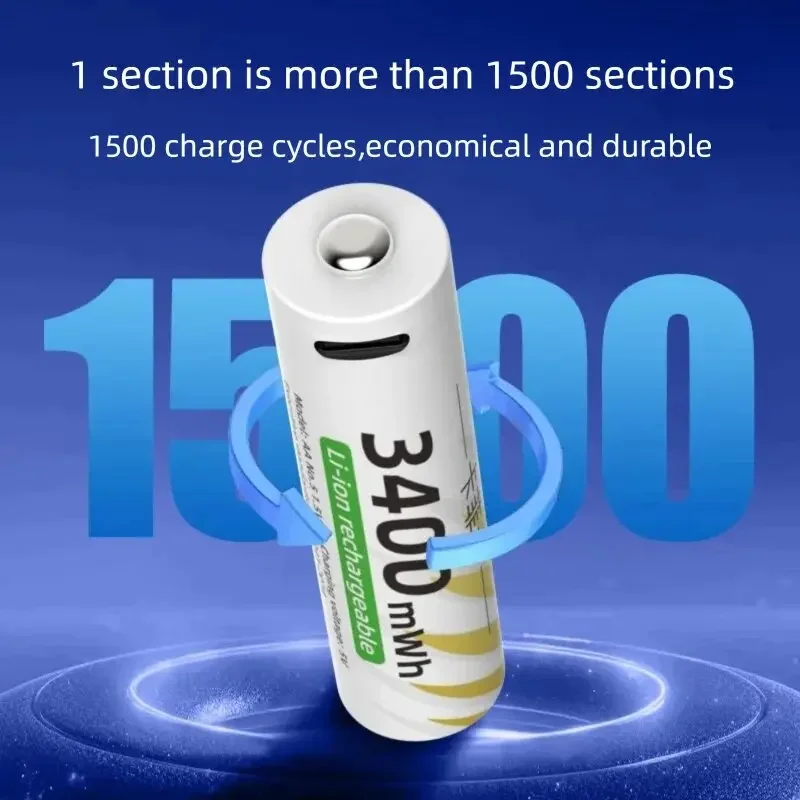 تعزيز كبير بطاريات ليثيوم أيون AAA وAA قابلة للشحن USB ليثيوم أيون 3400mWh 1.5V AA + 800mWh 1.5V AAA بطارية النقل الجوي