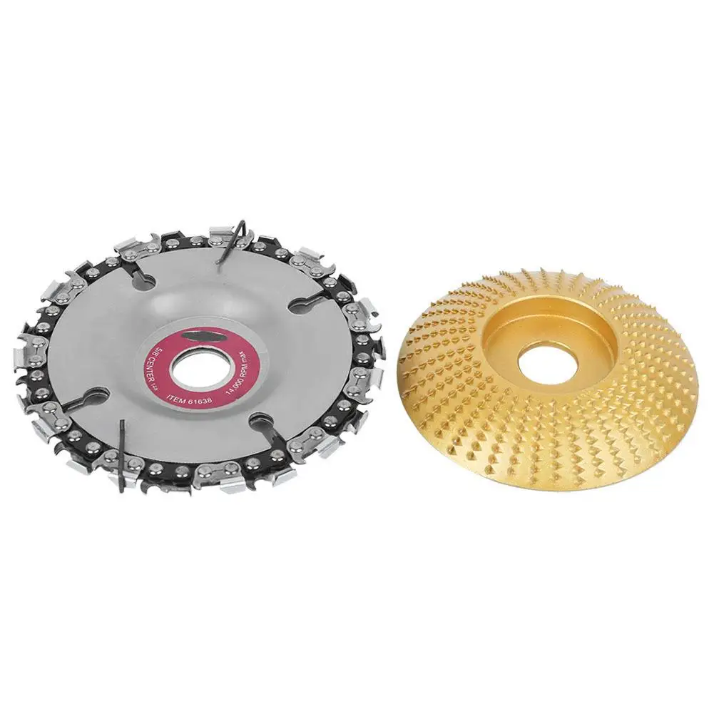 Conjunto de disco de moagem dourado de disco de motosserra de 4 polegadas para escultura em madeira ferramenta de corte de moedor de ângulo