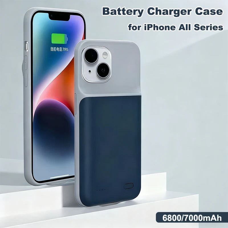 

Battery Case For iPhone 17 16 15 14 13 12 11 Pro Max 12 Mini XS Max XR 6 7 8 SE 2 External Power Bank Battery Charger Case Cover