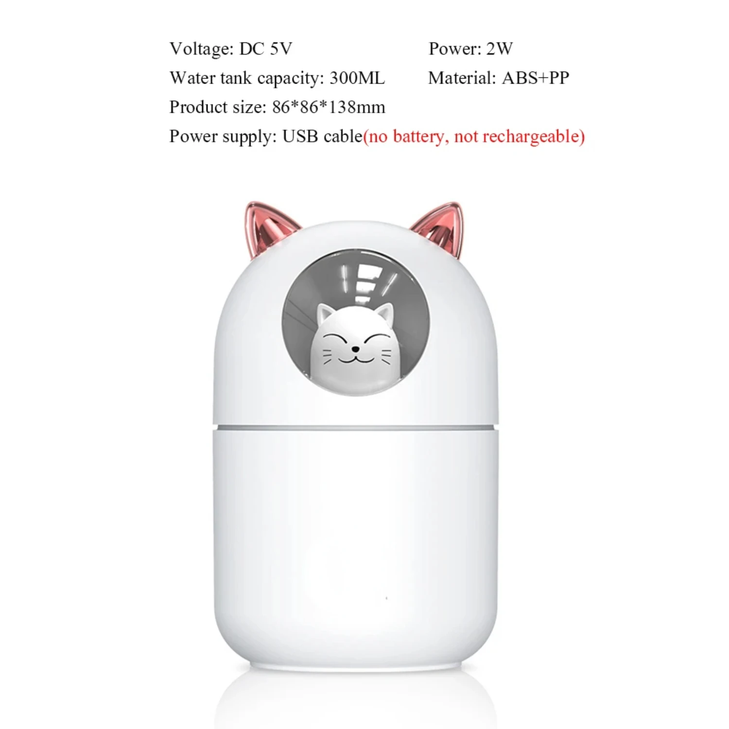 Efficient and Stylish Mini USB Cute Cat Shape Ultrasonic Cool Mist Maker with Colorful Lamp - Lightweight Compact 300ML Essentia