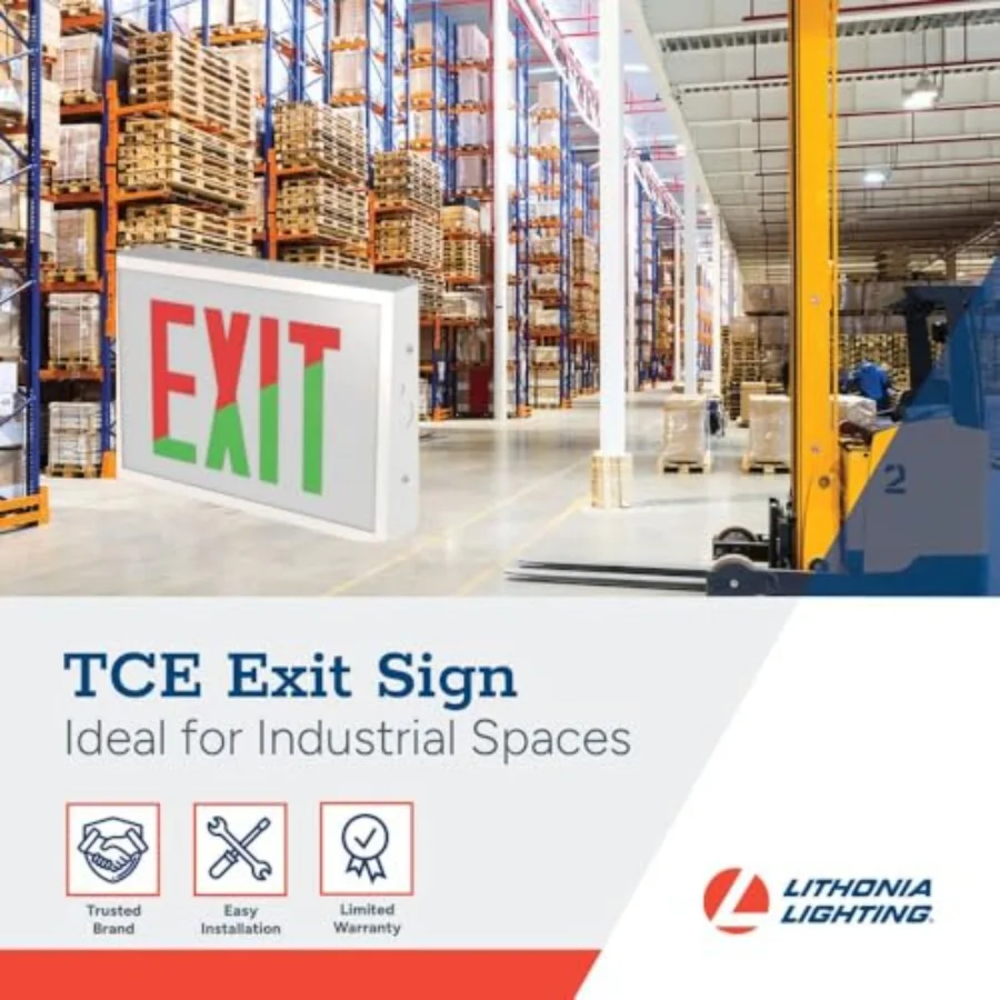 Indura TCE Exit Sign with LED Light Source, Steel Construction, Switchable Red and Green Colors, Double Face Option, Ni-MH Batt