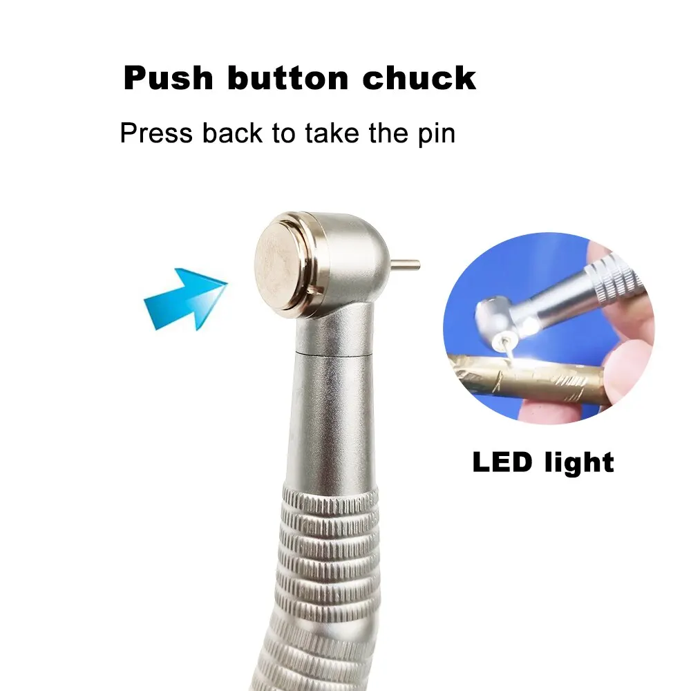 Perceuse à main dentaire à grande vitesse, générateur électronique LED, gros couple, tête, bouton poussoir, turbine à air, 3 jets d'eau, 2/4 trous, outil de dentiste