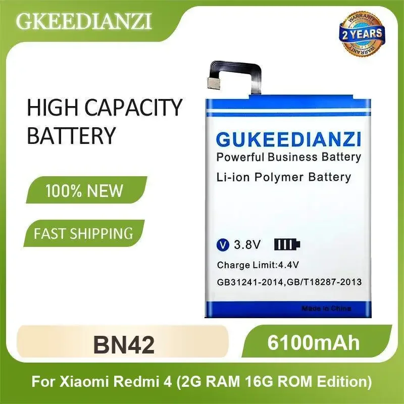 Full Capacity BN42 Mobile Phone Battery For Xiaomi Redmi 4 (2G RAM 16G ROM Edition) 6100mAh 
