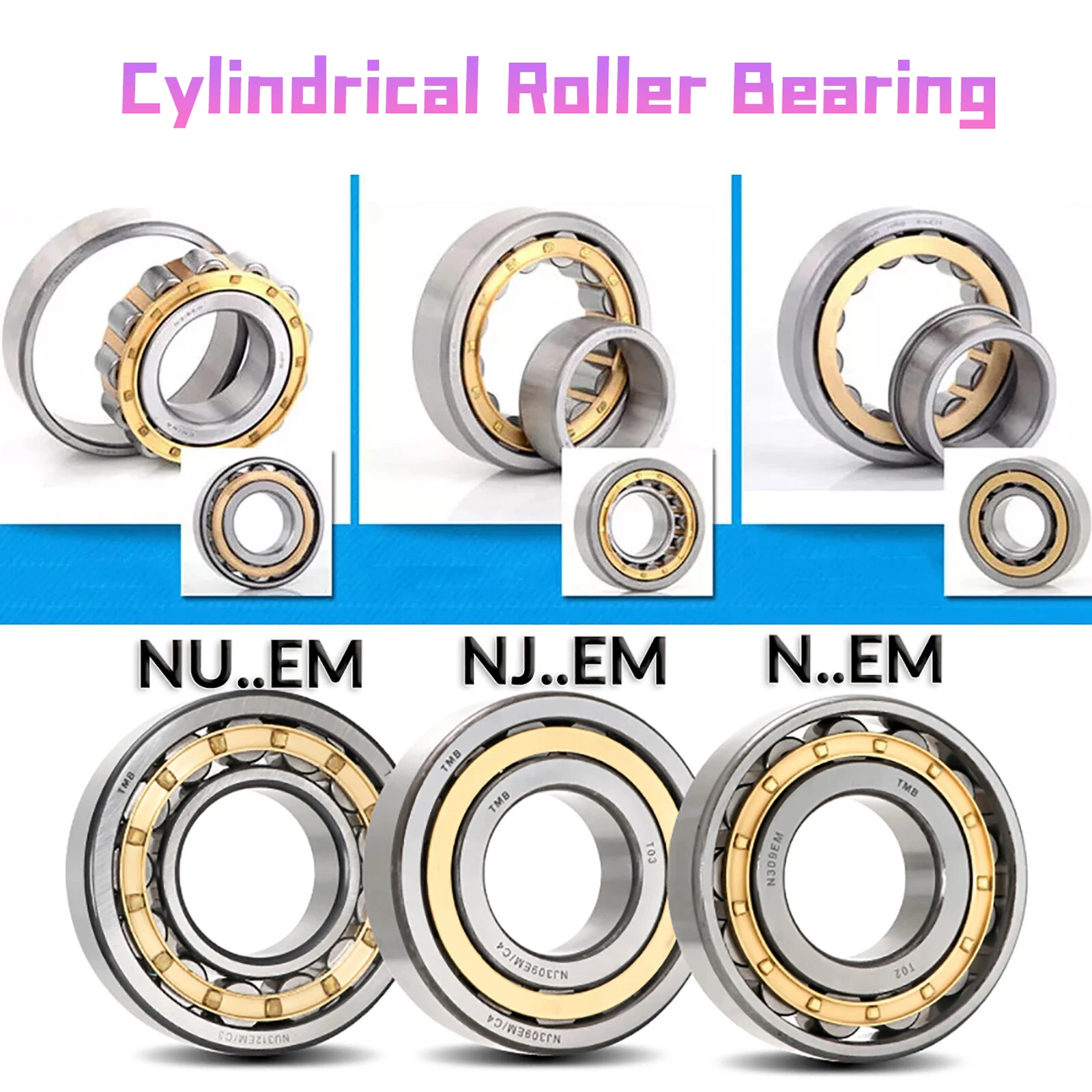 Peijian 1pc N/NU/NJ..EM Radial Rolling Cylindrical Roller Bearing Bore 15 Mm To 100 Mm Brass Bearing Steel Cage