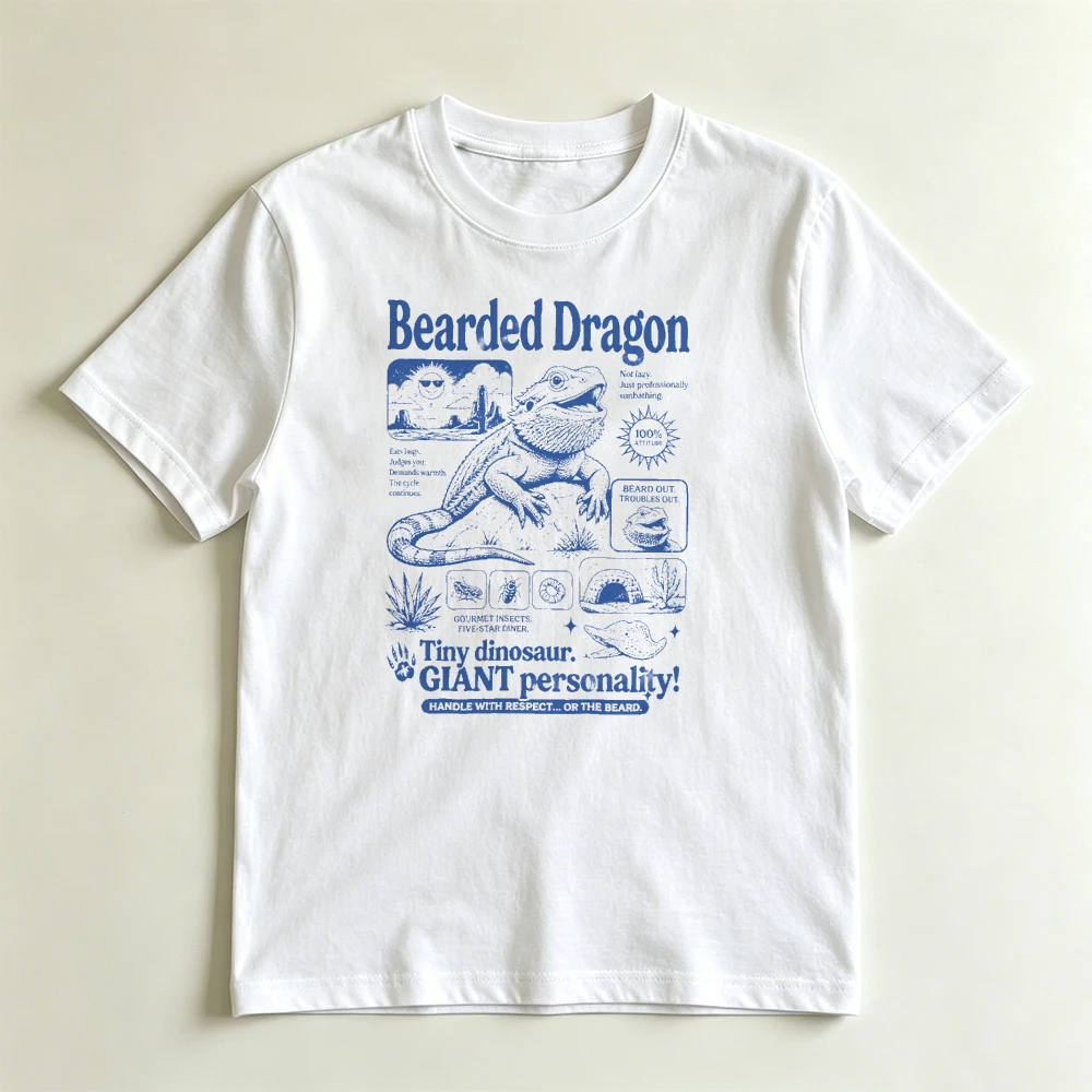 Lizard Reptile Graphic Tees Short Sleeve Casual Funny Women Reptile Lover Pet Owner Gift Tops Bearded Dragon T Shirt