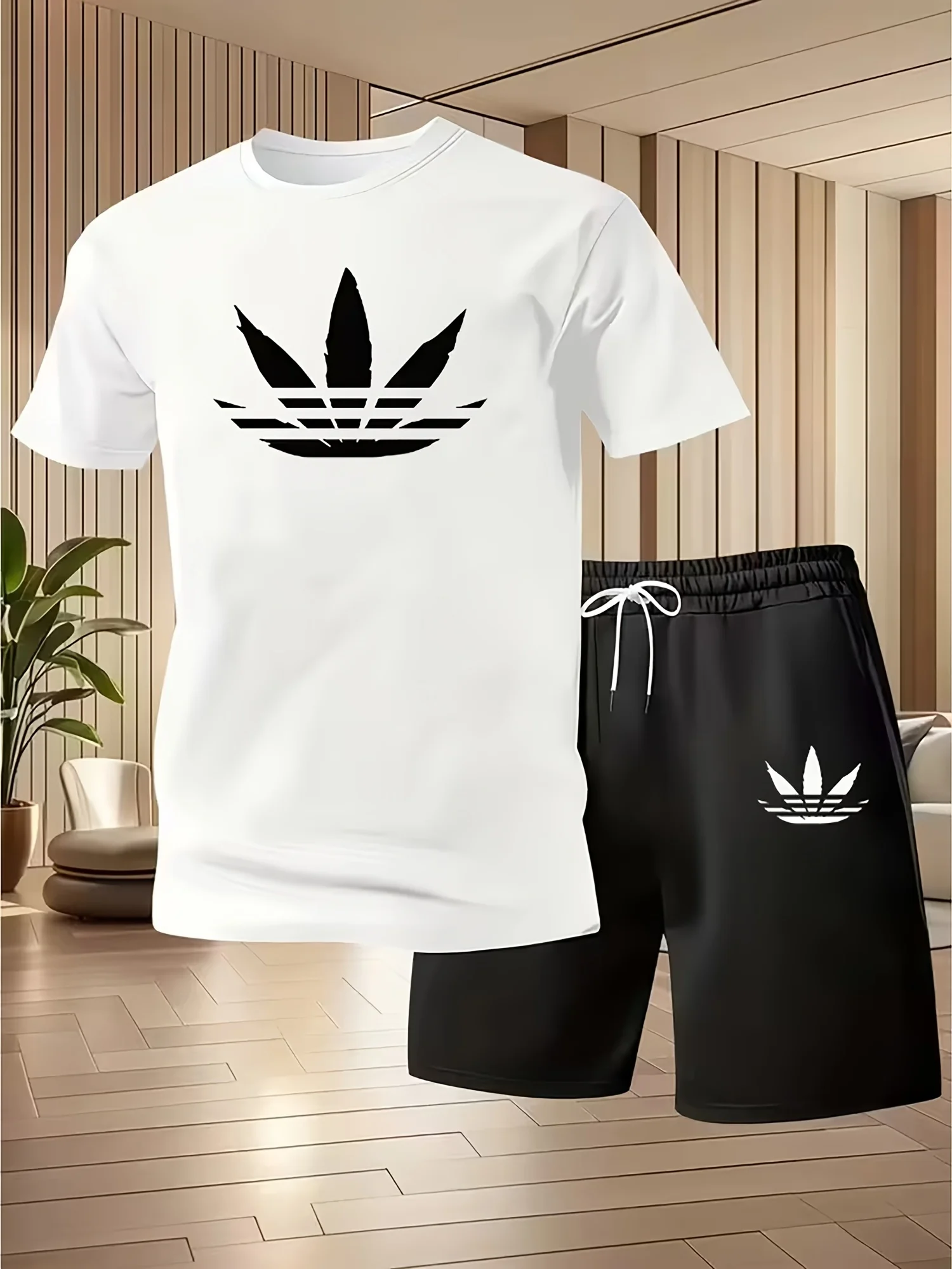 

2YMen's casual sports outfit - short-sleeved T-shirt and shorts, breathable, loose-fitting, quick-drying summer fitness wear