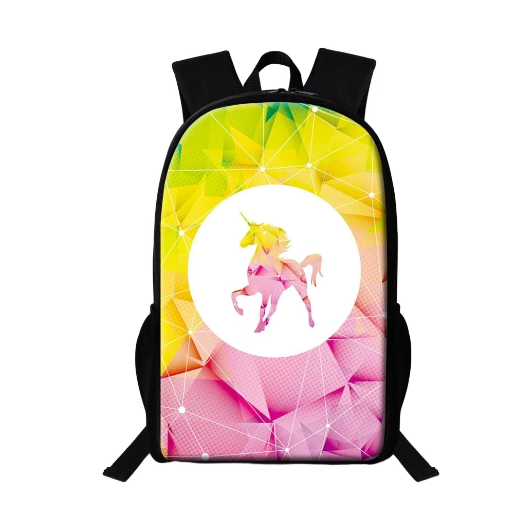 Unicorn Backpack Colorful Geometric School Bag Children Animal School Bags for Teenagers Boys Kids Bookbags Backpacks 16 Inch