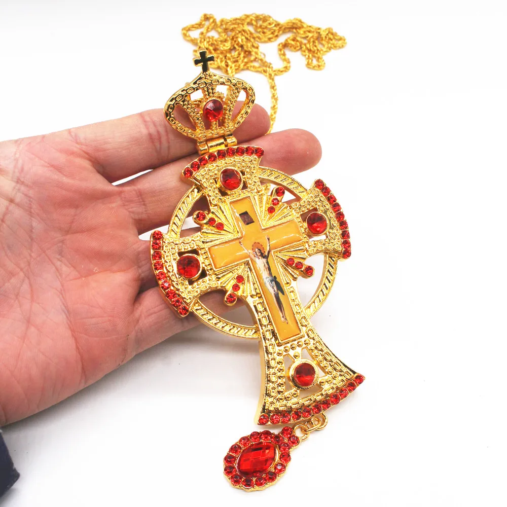 Orthodox Cross Decor Jesus Church Utensils Religious Christ Prayer Crucifix Home Decoration Christmas Figures 120cm Chain