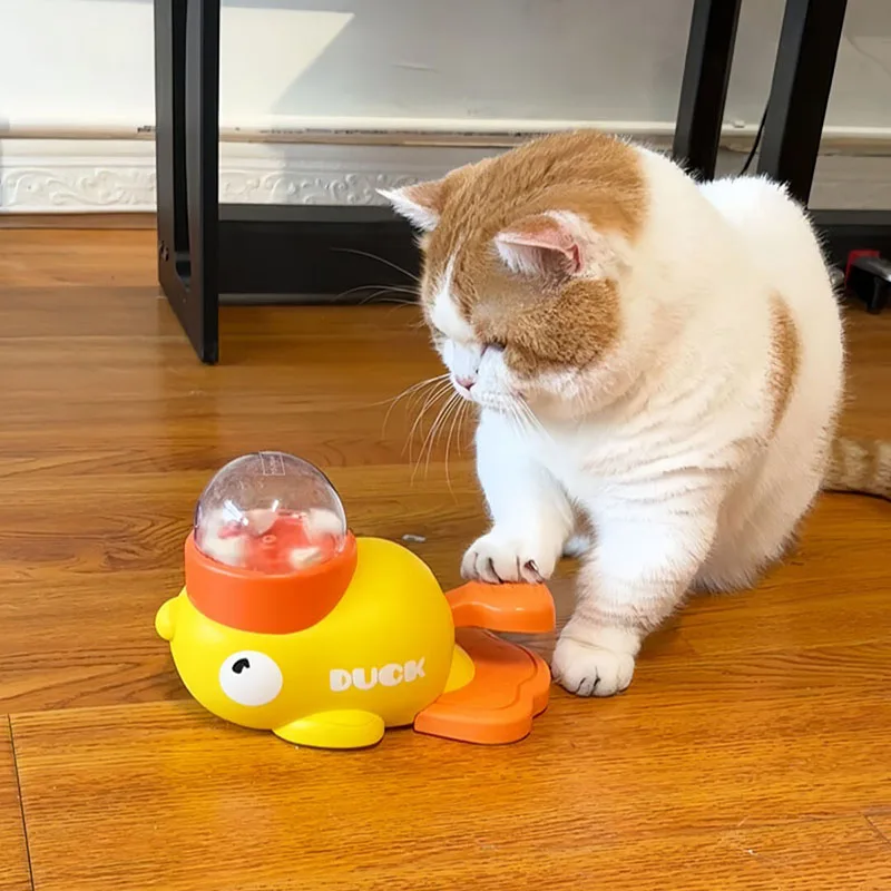 Distributeur interactif de friandises pour chat en forme de canard jaune, jouet d'entraînement pour chien en plastique durable, puzzle, mangeoire lente, jouet d'entretenissement pour chien